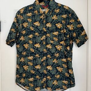 Iron & Resin Floral Print Men's Shirt - Dark Green and Mustard